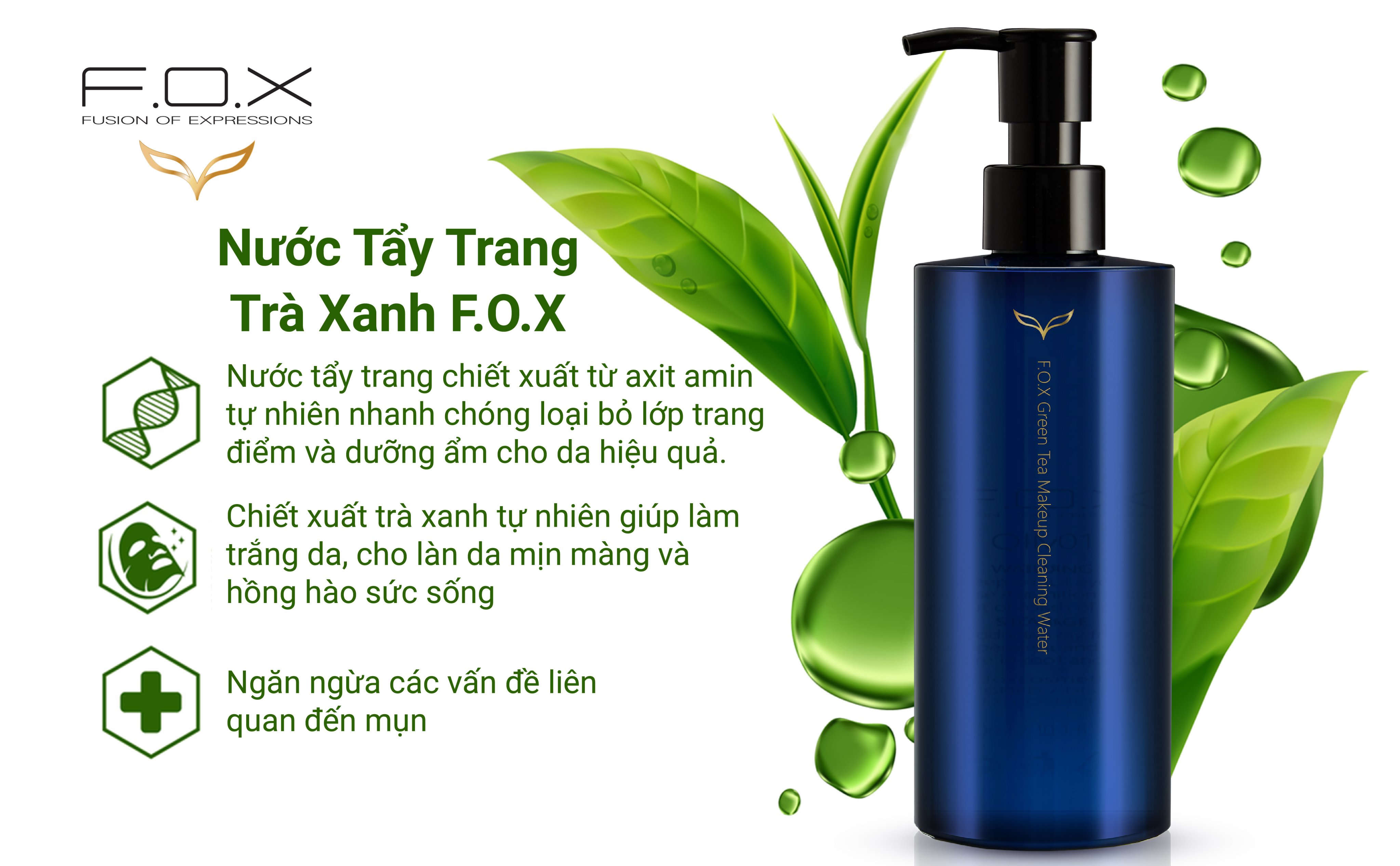 Nước tẩy trang trà xanh fox